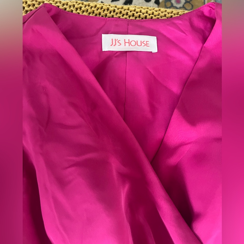 JJs House Fuchsia Asymmetrical Wrap Dress - Picture 4 of 6
